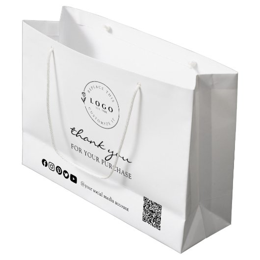 Dankbarkeit in Hand Custom Vielen Dank kaufen Große Geschenktüte (Vorderseite Schrägansicht)