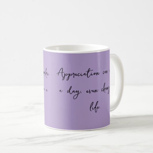 Dankbarkeit Inspiration Zitat Tasse (VorderseiteRechts)