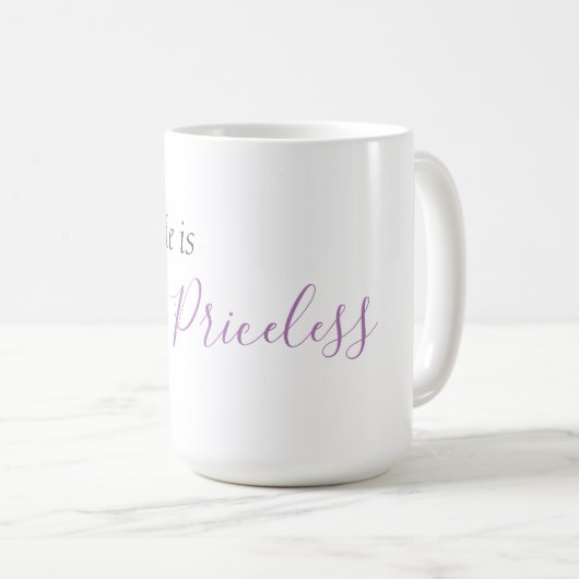 "Dankbarkeit ist unbezahlbar" Phrase Kaffee Tasse (VorderseiteRechts)