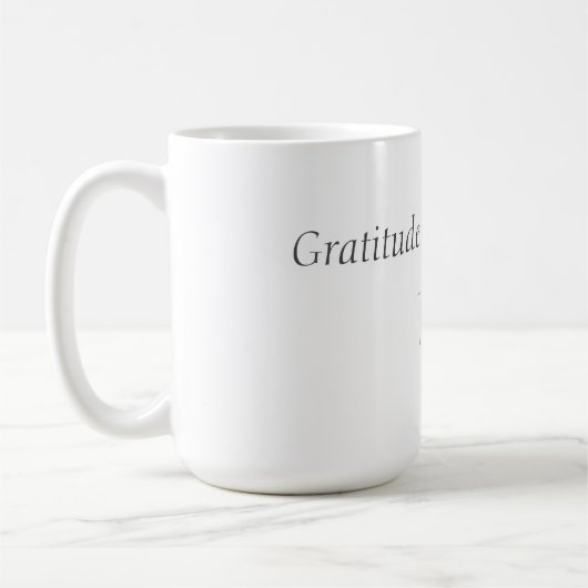 "Dankbarkeit ist unbezahlbar" Phrase Kaffee Tasse (Links)
