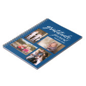 Dankbarkeit Journal 4 FotoCollage auf Blue Notizblock (Linke Seite)