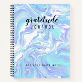 Dankbarkeit Journal Abstrakt Blue Fluid Art Name Notizblock