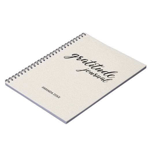 Dankbarkeit Journal Beige Imitats Leinwand Individ Notizblock (Linke Seite)