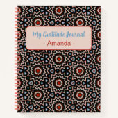 Dankbarkeit Journal blühen Muster blau rot weiß Notizblock (Vorderseite)