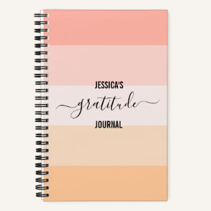 Dankbarkeit Journal blush pink gestreift Skriptnam Notizblock