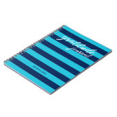 Dankbarkeit Journal Bold Blue Stripes mit Name Notizblock (Linke Seite)