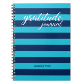 Dankbarkeit Journal Bold Blue Stripes mit Name Notizblock (Vorderseite)