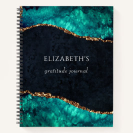 Dankbarkeit Journal Green Agate Gold Glitzer Notizblock