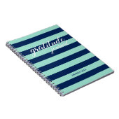 Dankbarkeit Journal Minze Green Navy Stripes Name Notizblock (Rechte Seite)