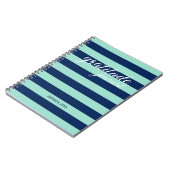 Dankbarkeit Journal Minze Green Navy Stripes Name Notizblock (Linke Seite)