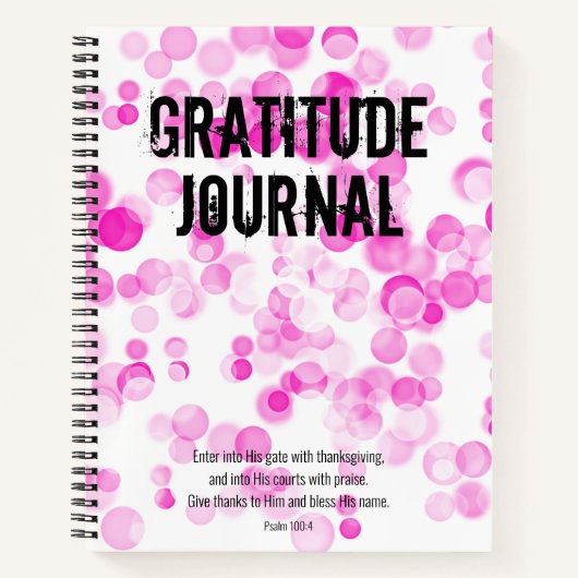 Dankbarkeit Journal Pink Bubbles Psalm Bible Verse Notizblock (Vorderseite)