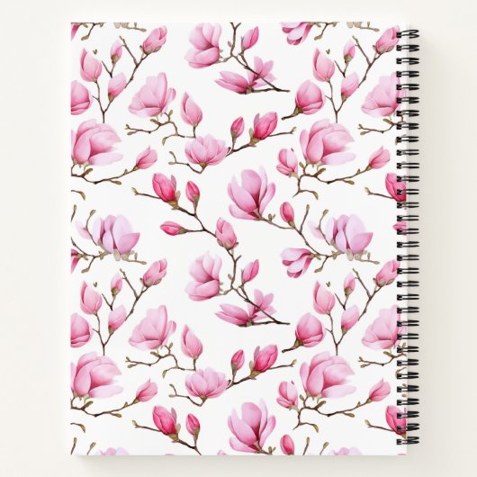 Dankbarkeit Journal Pink magnolia Muster Notizblock (Rückseite)
