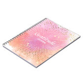 Dankbarkeit Journal Pink Sun Stars Name Watercolor Notizblock (Linke Seite)