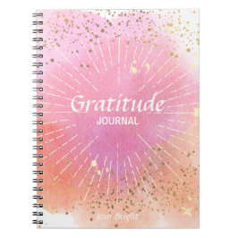 Dankbarkeit Journal Pink Sun Stars Name Watercolor Notizblock