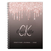 Dankbarkeit Journal Rose Gold Glitzer Schwarz Mono Notizblock (Vorderseite)