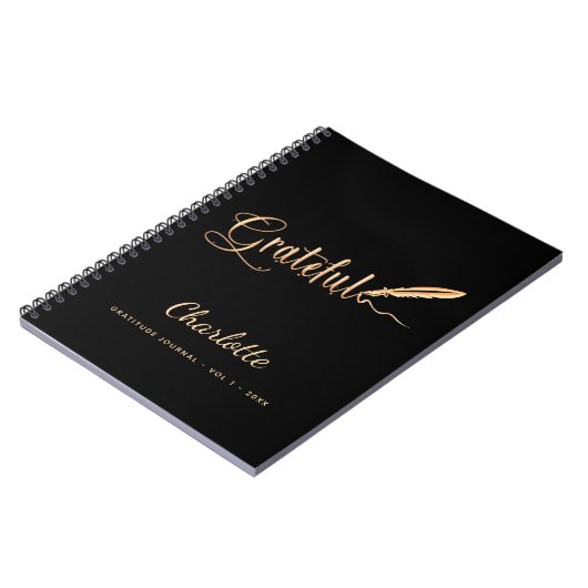 Dankbarkeit Journal schwarz Gold eleganter Skriptn Notizblock (Linke Seite)