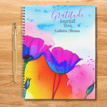 Dankbarkeit Journal Watercolor Floral Poppies