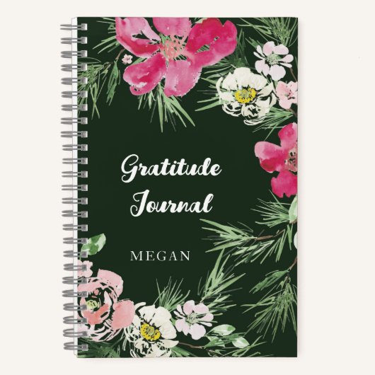 Dankbarkeit Journal Watercolor Rot und Rosa Notizblock (Vorderseite)