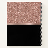 Dankbarkeit Journaling Rose Gold Glitzer Schwarzer Notizblock (Rückseite)