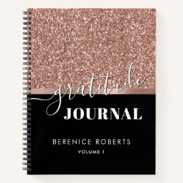 Dankbarkeit Journaling Rose Gold Glitzer Schwarzer Notizblock