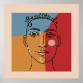 "Dankbarkeit" Minimalistische Gesichtslinie Kunst Poster (Vorne)
