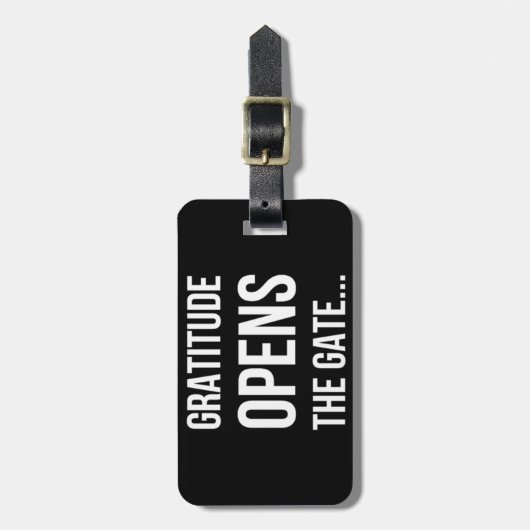 Dankbarkeit öffnet das Tor zu einem inspirierenden Gepäckanhänger (Vorderseite vertikal)