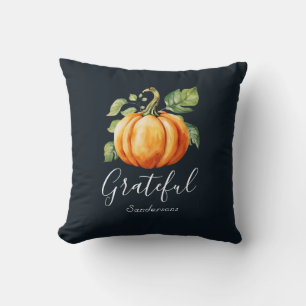 Dankbarkeit Orange Pumpkin Navy Personalisiert Kissen