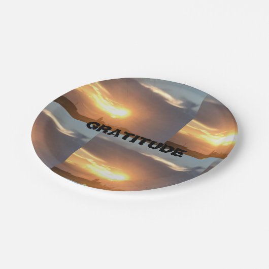 Dankbarkeit Pappteller (Schrägansicht)