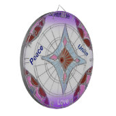 "Dankbarkeit Peace Liebe Unite" Mandala Art Print Dartscheibe (Vorderseite Links)