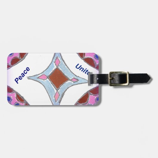"Dankbarkeit Peace Liebe Unite" Mandala Art Print Gepäckanhänger (Vorderseite horizontal)