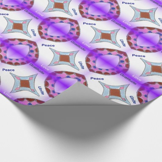 "Dankbarkeit Peace Liebe Unite" Mandala Art Print Geschenkpapier (Ecke)