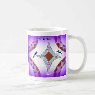 "Dankbarkeit Peace Liebe Unite" Mandala Art Print Kaffeetasse