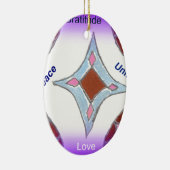 "Dankbarkeit Peace Liebe Unite" Mandala Art Print Keramik Ornament (Rechts)