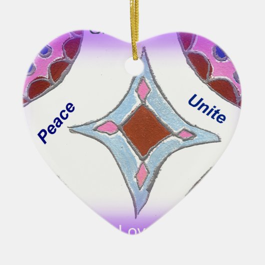 "Dankbarkeit Peace Liebe Unite" Mandala Art Print Keramikornament (Vorne)