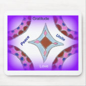 "Dankbarkeit Peace Liebe Unite" Mandala Art Print Mousepad (Vorne)