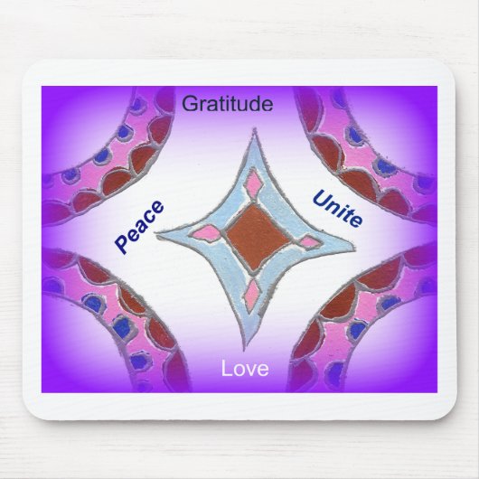 "Dankbarkeit Peace Liebe Unite" Mandala Art Print Mousepad (Vorne)