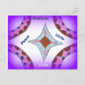 "Dankbarkeit Peace Liebe Unite" Mandala Art Print Postkarte (Vorderseite)