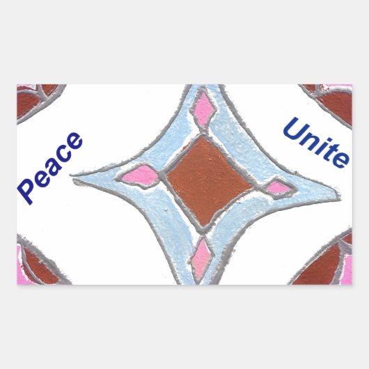 "Dankbarkeit Peace Liebe Unite" Mandala Art Print Rechteckiger Aufkleber (Vorderseite)