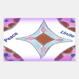 "Dankbarkeit Peace Liebe Unite" Mandala Art Print Rechteckiger Aufkleber