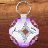 "Dankbarkeit Peace Liebe Unite" Mandala Art Print Schlüsselanhänger (Vorderseite)