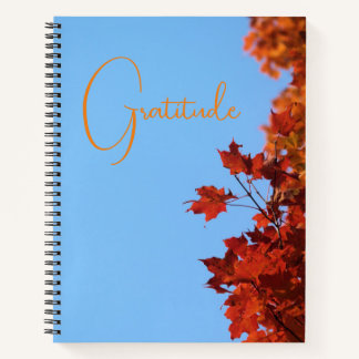 "Dankbarkeit" Red Maple Blätter Blue Background Notizblock