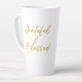 Dankbarkeit und gesegnete hohe Latte-Tasse Milchtasse (Linke Ecke)