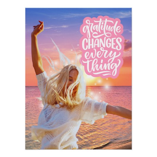 Dankbarkeit verändert alles Sunset Beach Poster (Vorderseite)