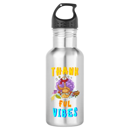 Dankbarkeit Vibes Edelstahlflasche (Vorderseite)