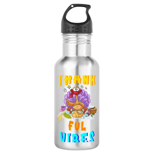 Dankbarkeit Vibes Edelstahlflasche (Vorderseite)