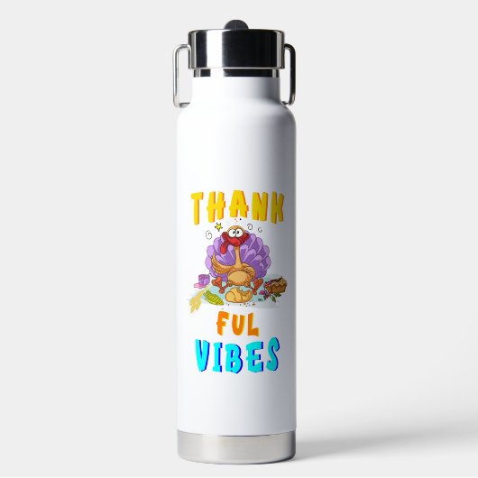 Dankbarkeit Vibes Trinkflasche (Vorderseite)