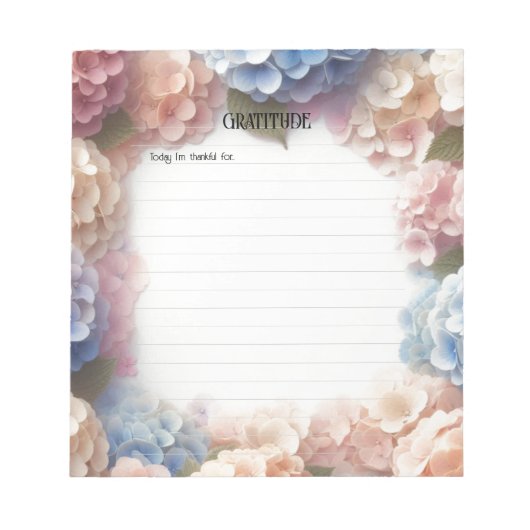 Dankbarkeit Wasserfarbe Hydrangea Notepad Notizblock (Vorderseite)
