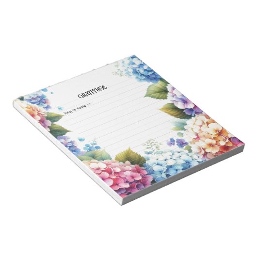Dankbarkeit Wasserfarbe Hydrangea Notepad Notizblock (angewinkelt)