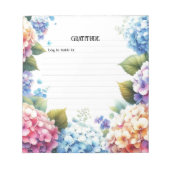 Dankbarkeit Wasserfarbe Hydrangea Notepad Notizblock (Vorderseite)