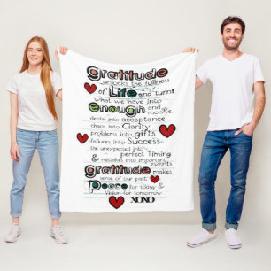 Dankbarkeit / Weisheit über das Leben / Typografie Fleecedecke